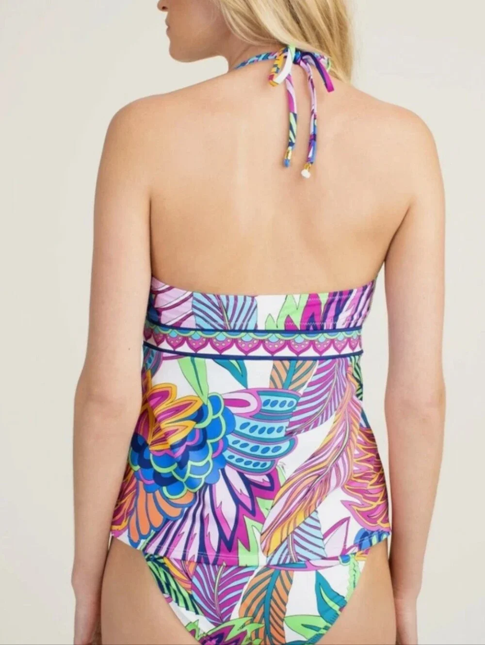 Trina Turk Paradise Plume Tankini Twost Bandeau Top Leaf